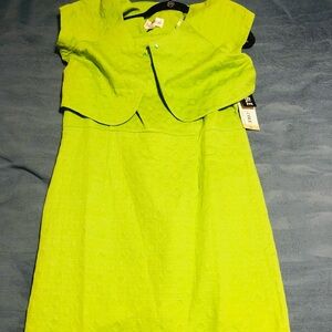 Danny & Nicole Bright Lime Textured Midi Dress